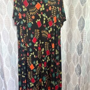 LuLaRoe Black Dress with Colorful Floral Pattern
